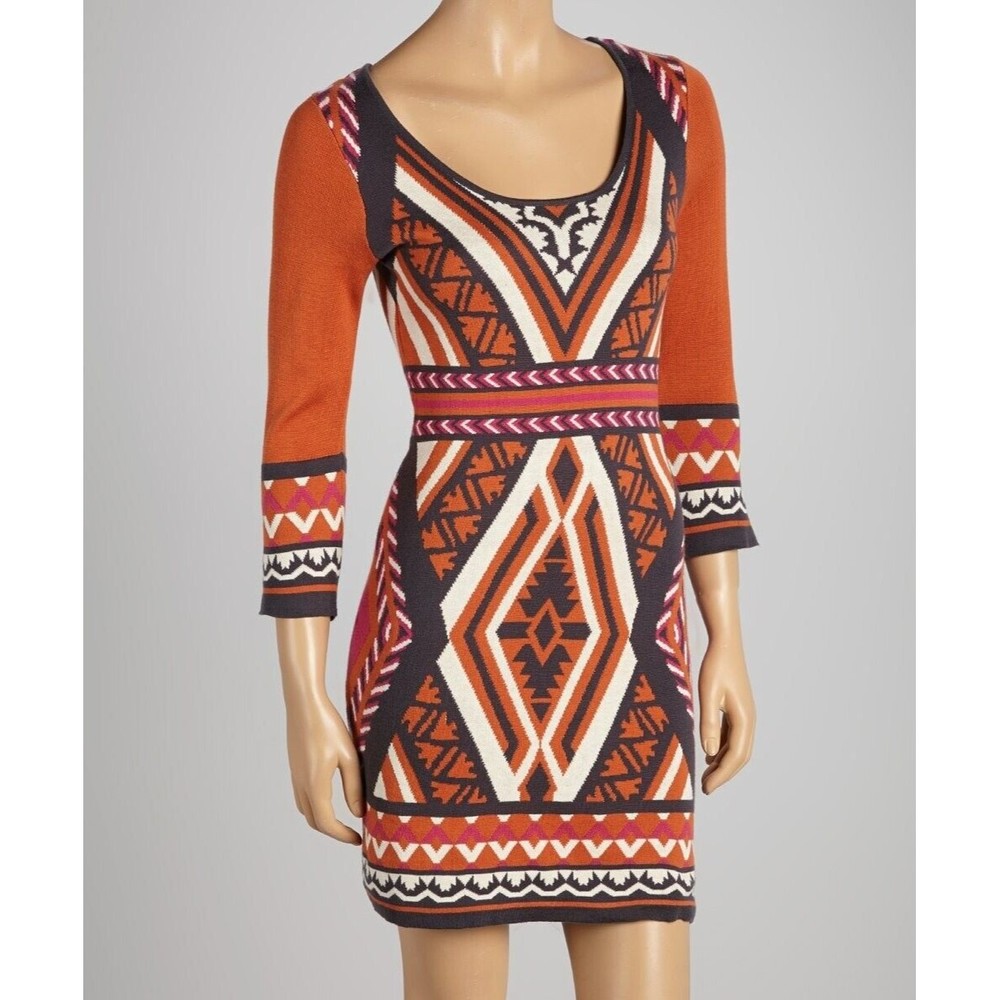 Flying Tomato Womens Size Small Anthropologie Boho Southwestern Print Mini Dress